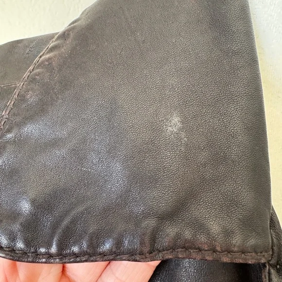 American Eagle Outfitters Brown Leather Jacket Fitted Style - Picture 6 of 6